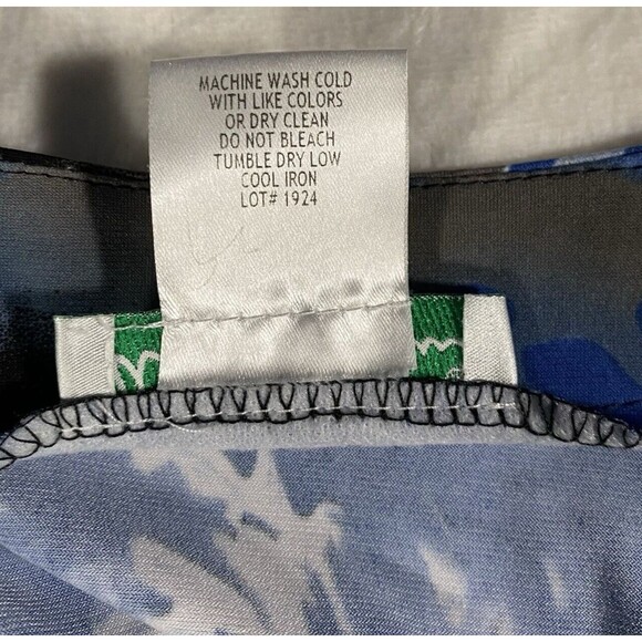 Ulla Popken Top Women's Plus Sz 24/26 Blue Abstract Artsy Stretch Button Down - Picture 4 of 8